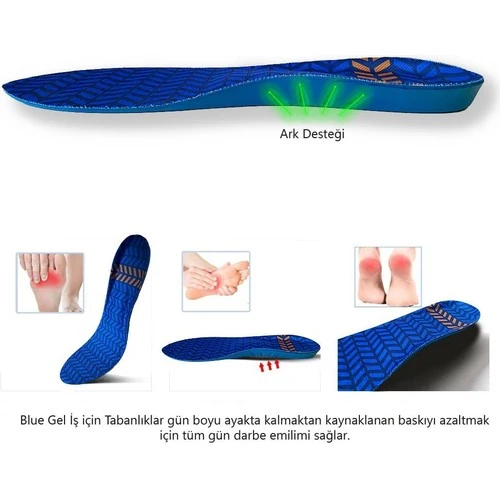 Active Team Darbe Emici Ark Destekli İş Ayakkabıları İçin Konfor İç Tabanlık No: 40-45 - Resim 5