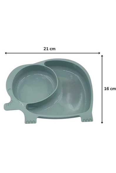 Bebek ve Çocuk için Sevimli Fil Model Desenli Yemek Bebek Mama Kabı Bölmeli Tabak (5314) - Resim 3