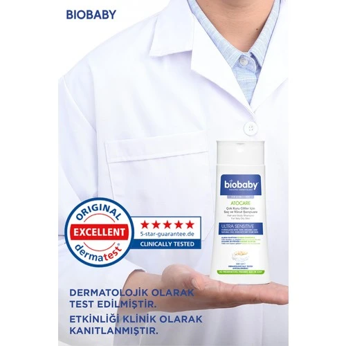Biobaby Kuru Ve Atopik Ciltler İçin Saç Ve Vücut Şampuanı 300 ml - Organik Zeytin Yağı Alman Papatyası - Resim 7