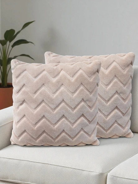 İskandinav Stil Peluş Yumuşak Dokulu Dekoratif Kırlent Kılıfı 2’li Set 43x43 cm - Resim 5