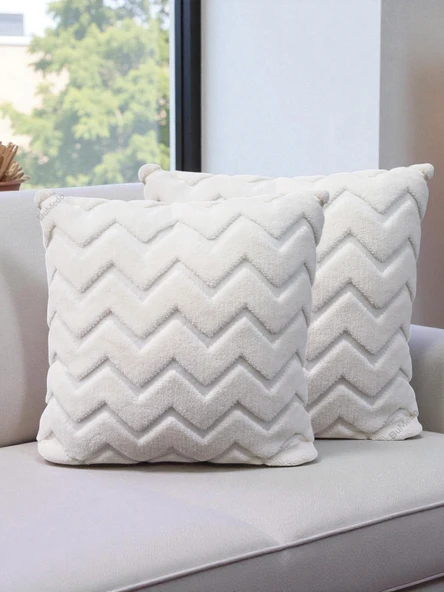 İskandinav Stil Peluş Yumuşak Dokulu Dekoratif Kırlent Kılıfı 2’li Set 43x43 cm - Resim 8