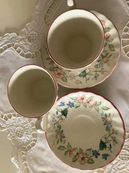 İngiliz Porseleni Myott Meakin' 1 Adet Vintage Çiçek Desenli Spring Fields Türk Kahvesi Fincanı - Resim 6