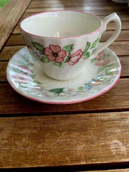 İngiliz Porseleni Myott Meakin' 1 Adet Vintage Çiçek Desenli Spring Fields Türk Kahvesi Fincanı - Resim 3