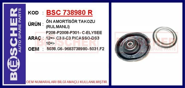 Psa Amortısor Takozu (sag / Sol) / (rulmanlı) P208 P301 C3 III C3 Picasso C Elysee - Bsc 738980 R ürün görseli 1
