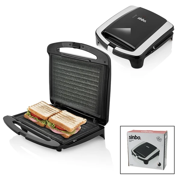 ELEKTRİKLİ TOST MAKİNESİ 2 DİLİM GRANİT YAPIŞMAZ YÜZEY - KİLİTLENEBİLİR KAPAK 750W SSM-2587 (5314) ürün görseli