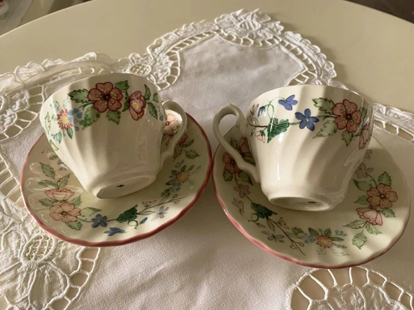 İngiliz Porseleni Myott Meakin' 1 Adet Vintage Çiçek Desenli Spring Fields Türk Kahvesi Fincanı - Resim 5