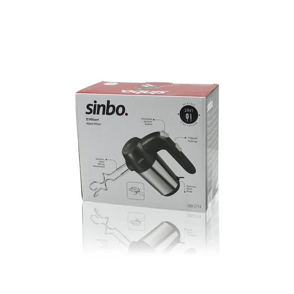 EL MİKSERİ 2İN1= KARIŞITMA - ÇIRPMA APARATI 5 KADEME HIZ AYARI PASLANMAZ ÇELİK GÖVDE 200W SMX-2774 (5314) ürün görseli
