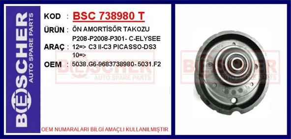 Psa Amortısor Takozu (sag / Sol) / (rulmansız) P208 P301 C3 III C3 Picasso C Elysee - Bsc 738980 T ürün görseli 1