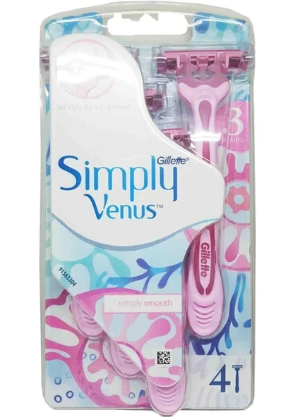 Gillette Venus Simply3 Kadın Tıraş Bıçağı 4'lü Yeni Blister Paket ürün görseli