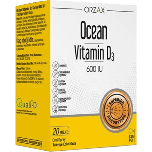 Ocean Vitamin D3 600 IU Oral Sprey 20 ml ürün görseli
