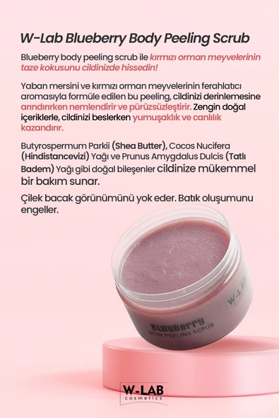 W-Lab Kozmetik Blueberry Body Peeling Scrub 250 Ml - Resim 3