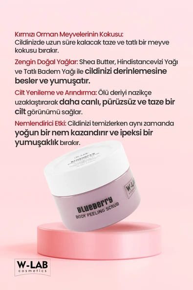 W-Lab Kozmetik Blueberry Body Peeling Scrub 250 Ml - Resim 2