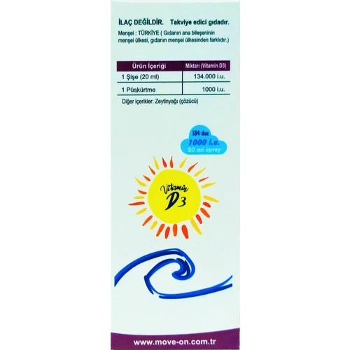 Move On Vitamin D 1000 IU Sprey 20 ml - Resim 2