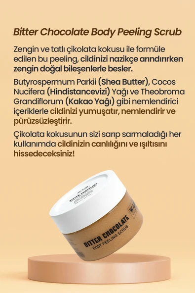 W-Lab Kozmetik Bitter Chocolate Body Peeling Scrub 250 Ml - Resim 2