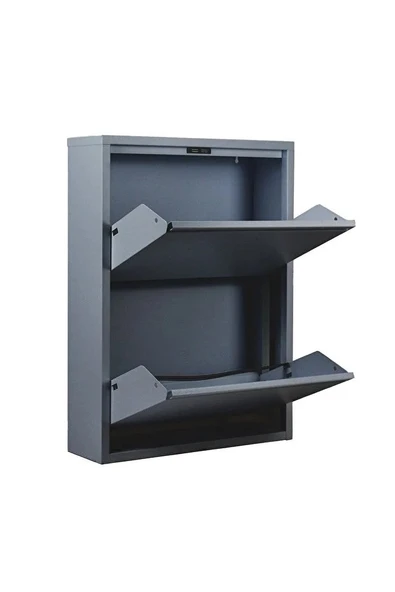 Formood İkili Metal Ayakkabılık Antrasit - Resim 2