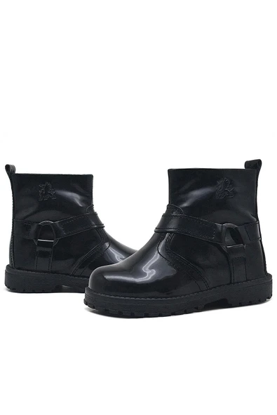 Rakerplus Chiron Hakiki Deri Siyah Rugan Fermuarlı Kız Bebek Bot - Resim 6