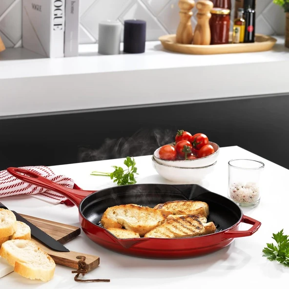 Schafer Guss Chef Döküm Yuvarlak Grill Tava 28Cm-1 Parça - Resim 2