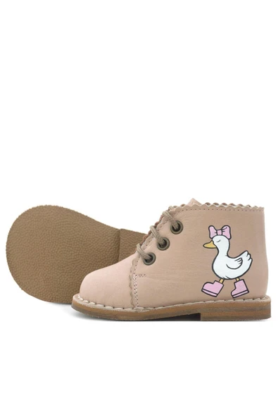 Rakerplus Tbons Özel Tasarım Handmade Hakiki Deri Pudra Kız Bebek Bot - Resim 7