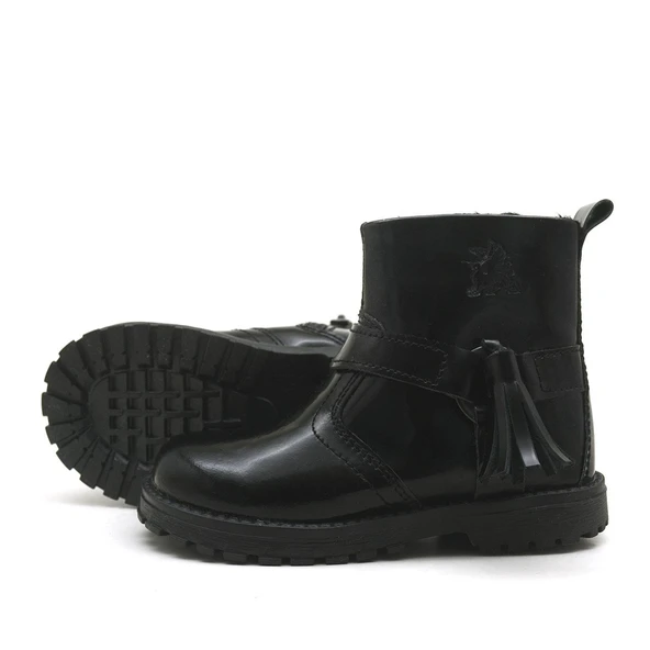 Rakerplus Chiron Hakiki Deri Siyah Rugan Püsküllü Kız Bebek Bot - Resim 4