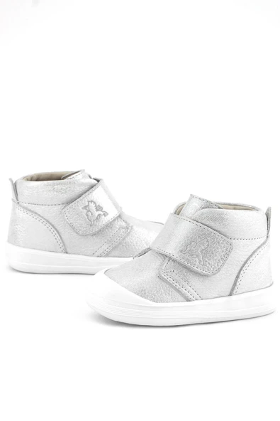 Rakerplus Yoohoo Hakiki Deri Beyaz Simli Cırtlı Unisex Bebek Bot - Resim 8