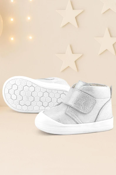 Rakerplus Yoohoo Hakiki Deri Beyaz Simli Cırtlı Unisex Bebek Bot ürün görseli