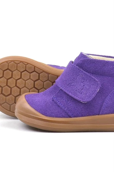 Rakerplus Yoohoo Hakiki Deri Mor Cırtlı Kız Bebek Bot - Resim 9