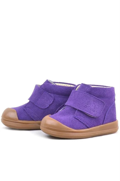 Rakerplus Yoohoo Hakiki Deri Mor Cırtlı Kız Bebek Bot - Resim 6