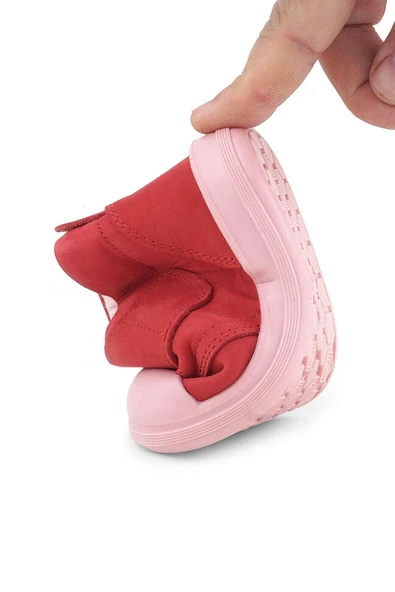 Rakerplus Yoohoo Hakiki Deri Nar Çiçeği Pembe Cırtlı Kız Bebek Bot - Resim 9