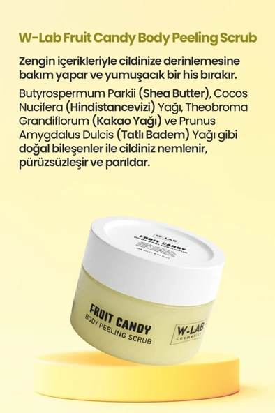 W-Lab Kozmetik Fruit Candy Body Peeling Scrub 250 Ml - Resim 3
