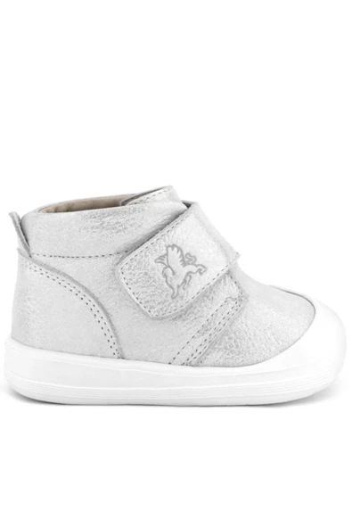 Rakerplus Yoohoo Hakiki Deri Beyaz Simli Cırtlı Unisex Bebek Bot - Resim 3