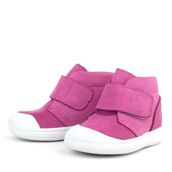 Rakerplus Yoohoo Hakiki Deri Pembe Beyaz Cırtlı Kız Bebek Bot - Resim 5