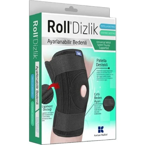 Roll Patella ve Ligament Destekli Ayarlanabilir Bedenli Cırtlı Dizlik ürün görseli
