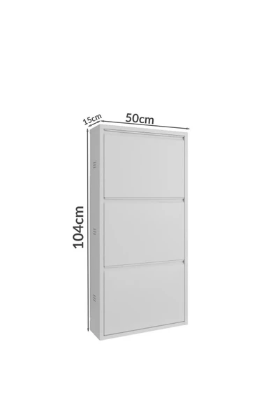 Formood Kilitli 3'lü Metal Ayakkabılık - Beyaz - Ral 9016 - Resim 5