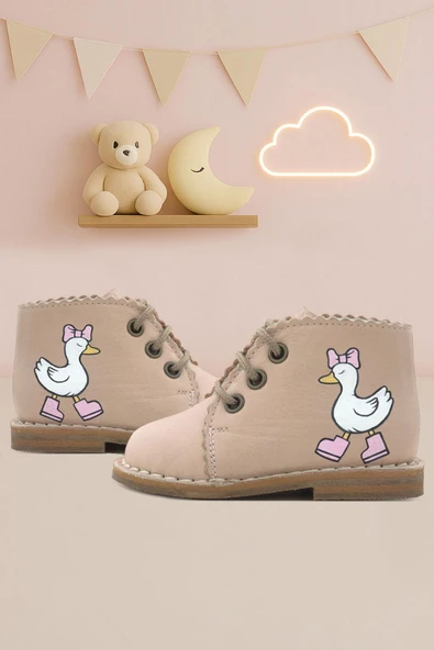 Rakerplus Tbons Özel Tasarım Handmade Hakiki Deri Pudra Kız Bebek Bot ürün görseli