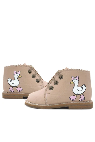 Rakerplus Tbons Özel Tasarım Handmade Hakiki Deri Pudra Kız Bebek Bot - Resim 8