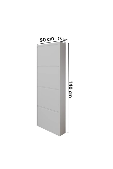 Formood Kilitli 4'lü Metal Ayakkabılık - Beyaz - Ral 9016 - Resim 5