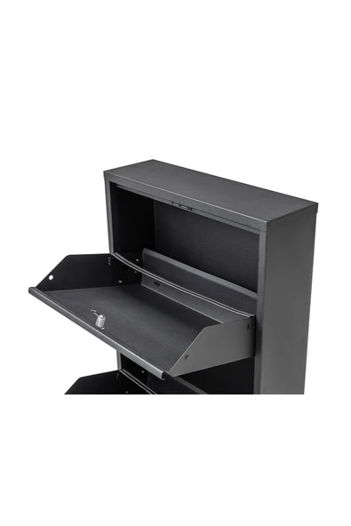 Formood Kilitli 4'lü Metal Ayakkabılık - Antrasit Ral - 7016 - Resim 6