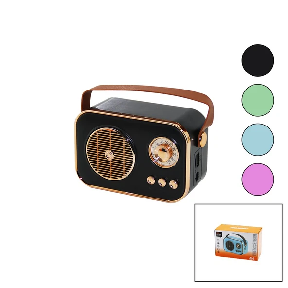 M4 PORTABLE WİRELESS HOPARLÖR - SPEAKER IŞIKLI USB ŞARJLI RENKLİ KASA - BRONZ ÇERÇEVEUSB - DC 5V - TF (5314) ürün görseli 1
