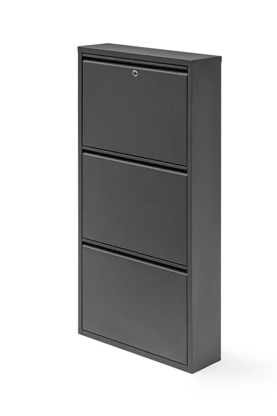 Formood Kilitli 3'lü Metal Ayakkabılık - Antrasit - Ral 7016 - Resim 3