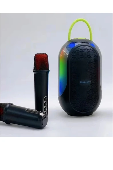 Bluetooth Çift Mikrofonlu Kablosuz Karaoke Rgb Işıklı Yüksek Sesli Müzik 4 Ses Degıstırme - Resim 2