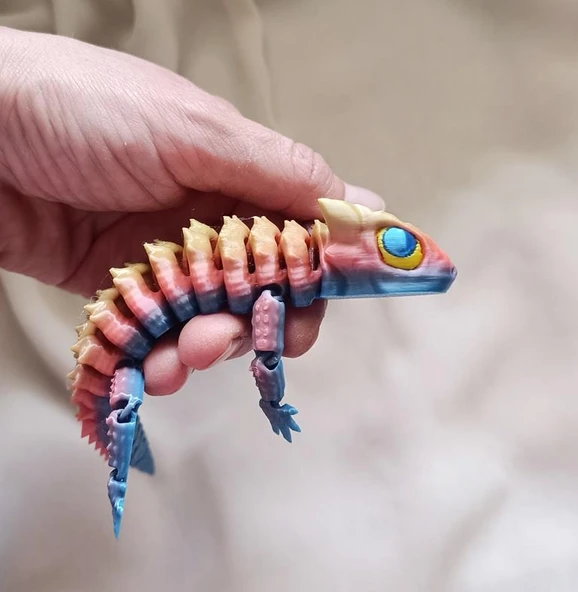 Kertenkele Oynar Eklem 3D Masa Araba Aksesuarı Renkli Multicolor Rainbow Oyuncak - Resim 2