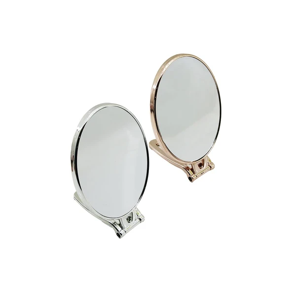 OVAL   6.5 İNÇ=16.5X13CM  MAKYAJ AYNASI  ÇİFT TARAFLI   BRONZ - GÜMÜŞ PLS.ÇERÇEVE   KATLANIR AYAKLI (5314) ürün görseli