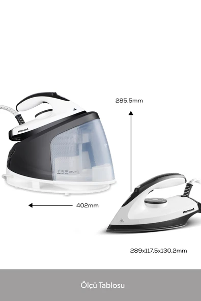 HOMEND Steamwork 1167H Buhar Kazanlı Ütü Siyah Beyaz - Resim 3