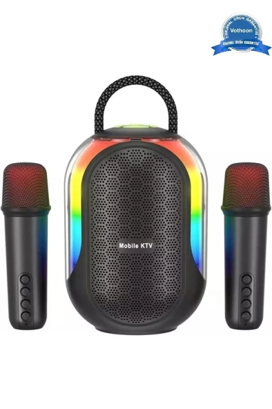 Bluetooth Çift Mikrofonlu Kablosuz Karaoke Rgb Işıklı Yüksek Sesli Müzik 4 Ses Degıstırme ürün görseli 1