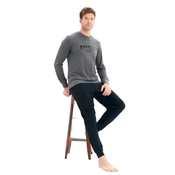 Over Sleep 2219 Erkek Kışlık Interlok Pijama Takım ürün görseli