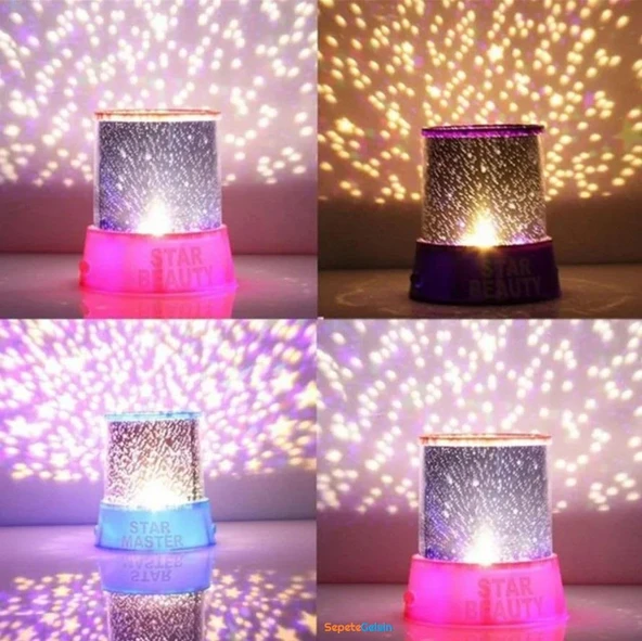 Sepetegelsin Yeni Moda Renkli Yıldızlar Led Gece Işığı Pembe - Resim 4