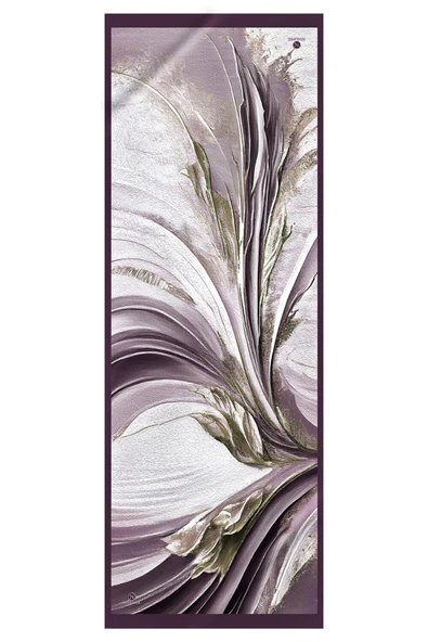 KREP ŞAL EFEKTLİ VE SOYUT DESENLİ MÜRDÜM RENKLİ 70X190 KIRIŞMAZ ŞAL İTAYLYAN DİKİŞLİ - Resim 2