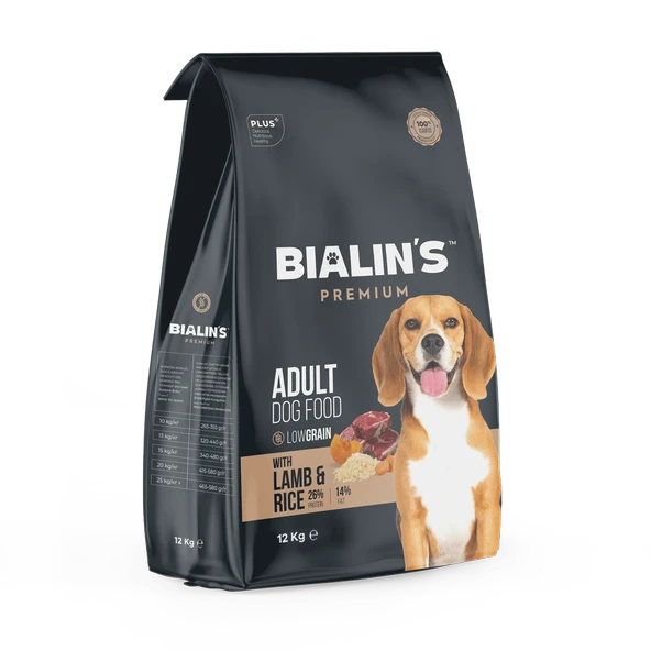 Bialins Premium Yetişkin Köpek Maması Kuzu & Pirinçli 12kg ürün görseli