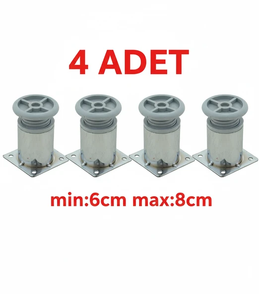 LUDIA Metal Ayarlanabilir 4 Adet Mobilya Ayağı Metal Tablalı 6cm ürün görseli