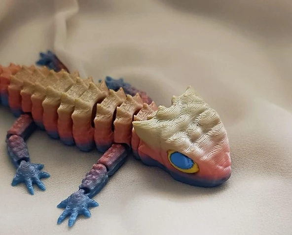 Kertenkele Oynar Eklem 3D Masa Araba Aksesuarı Renkli Multicolor Rainbow Oyuncak - Resim 4